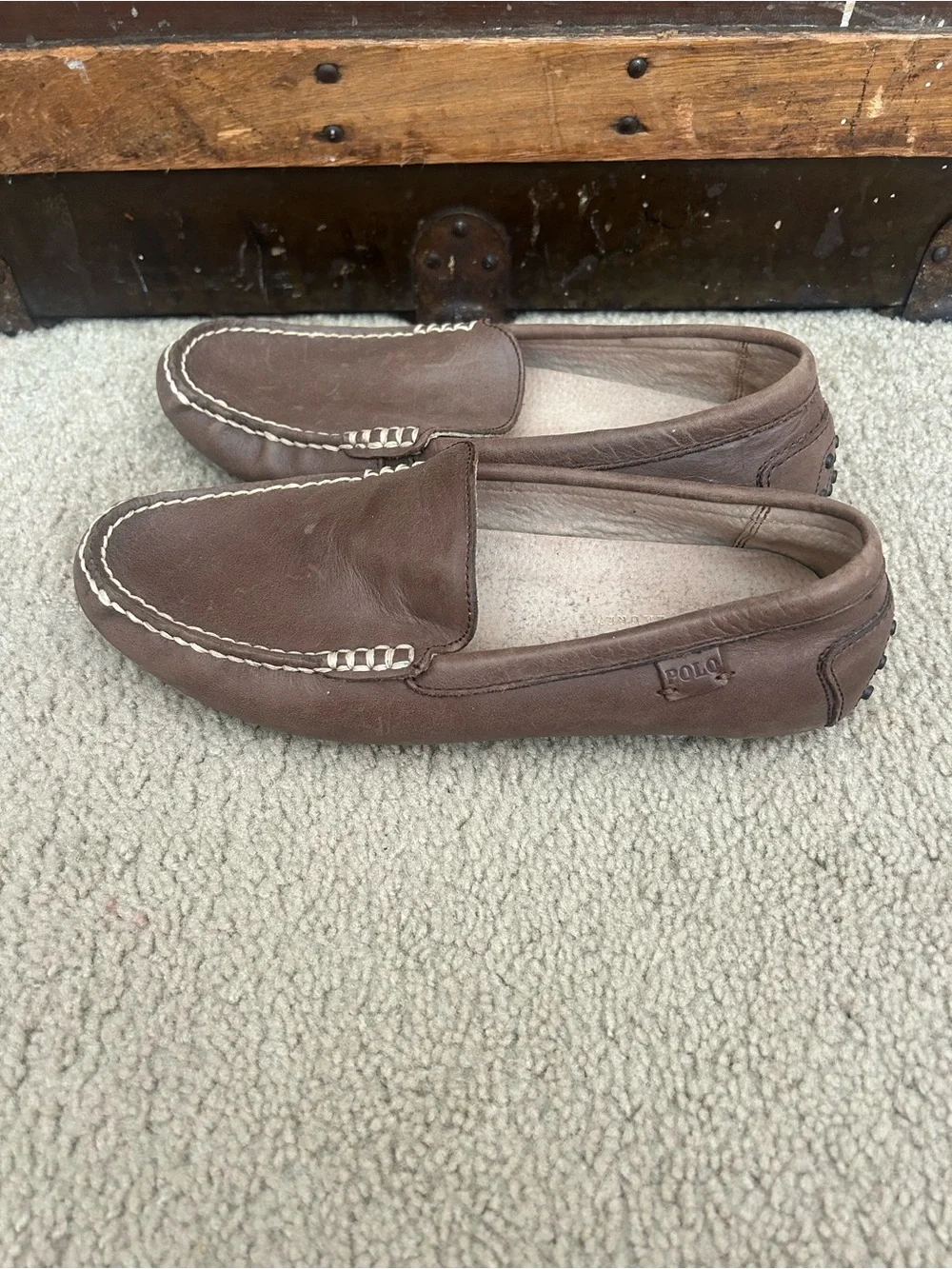 Polo by Ralph Lauren Brown Leather Slip-On Driving Loafers